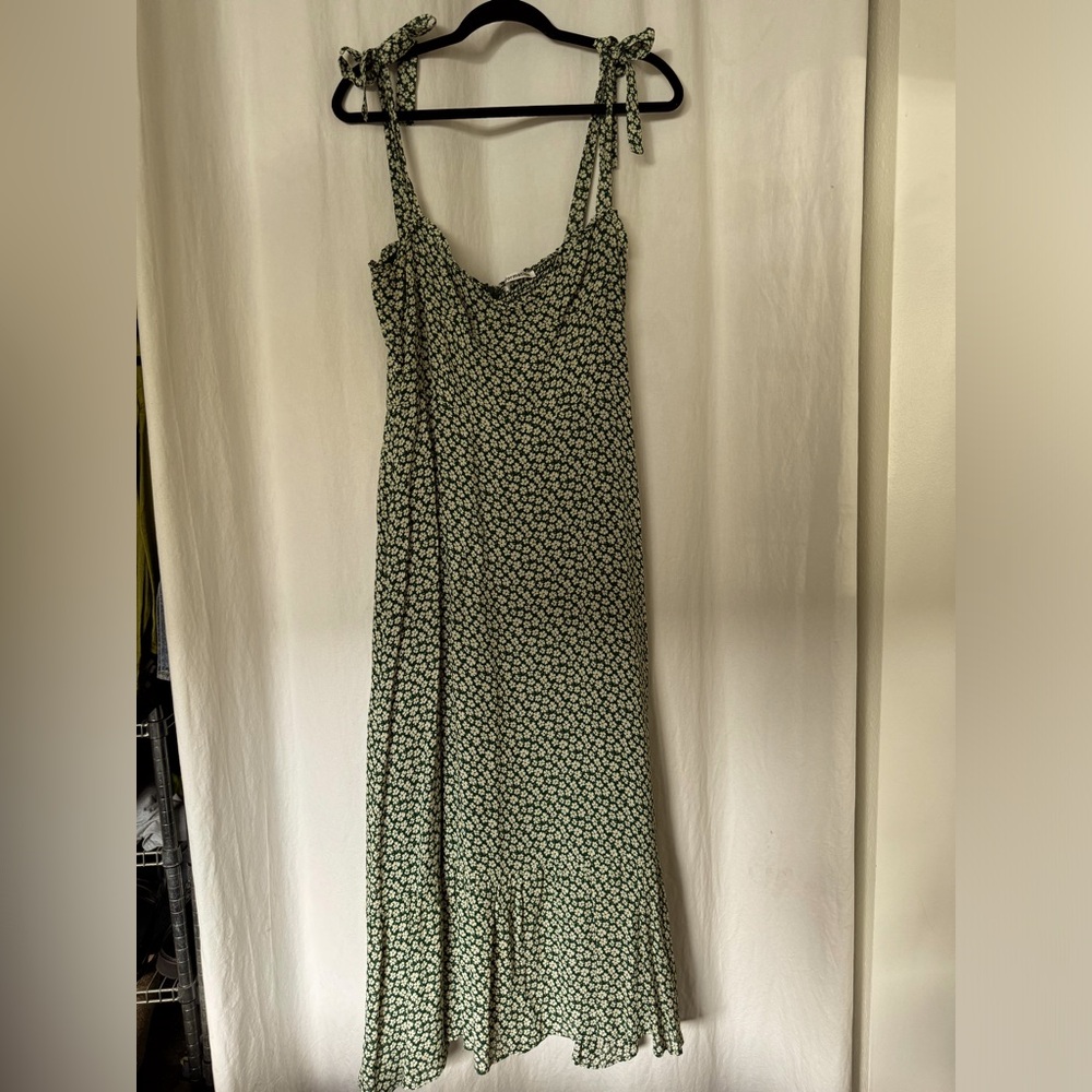 Reformation Green Floral Midi Dress